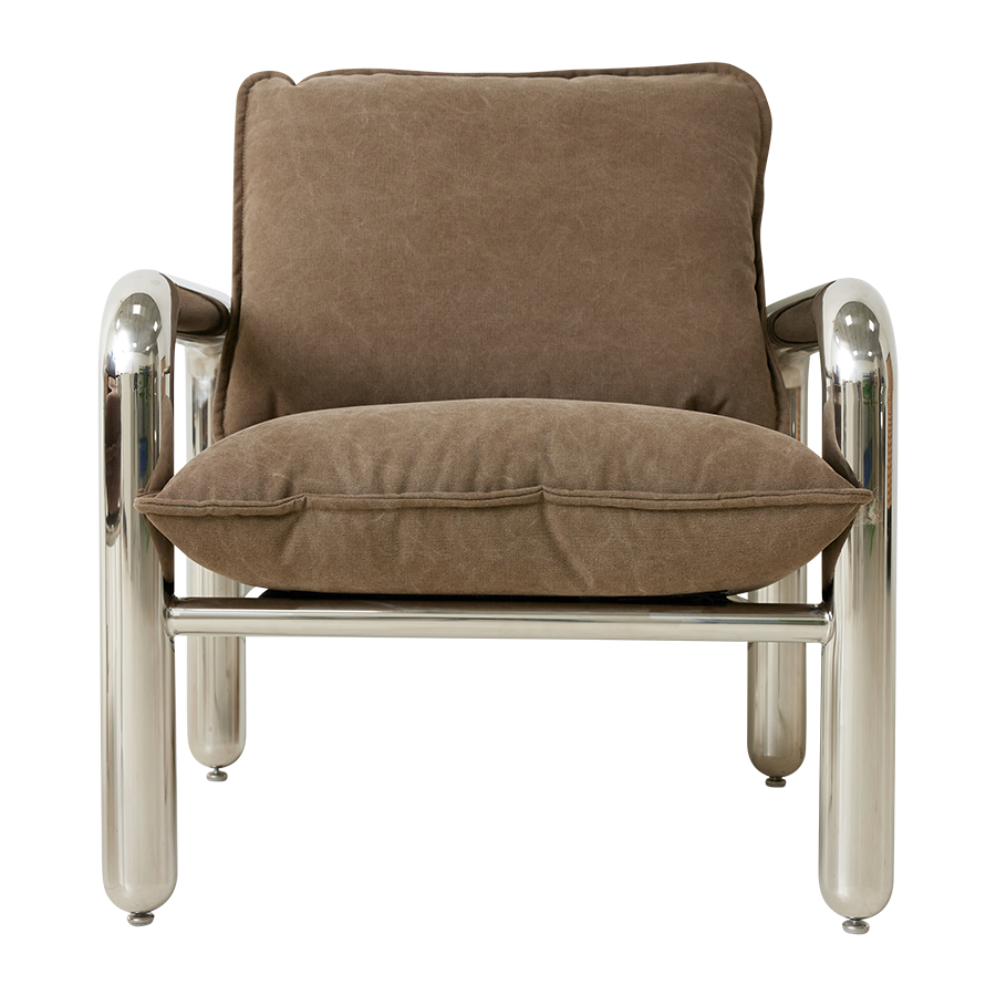 FAUTEUIL LOUNGE CHROME - 2 tissus - HKliving