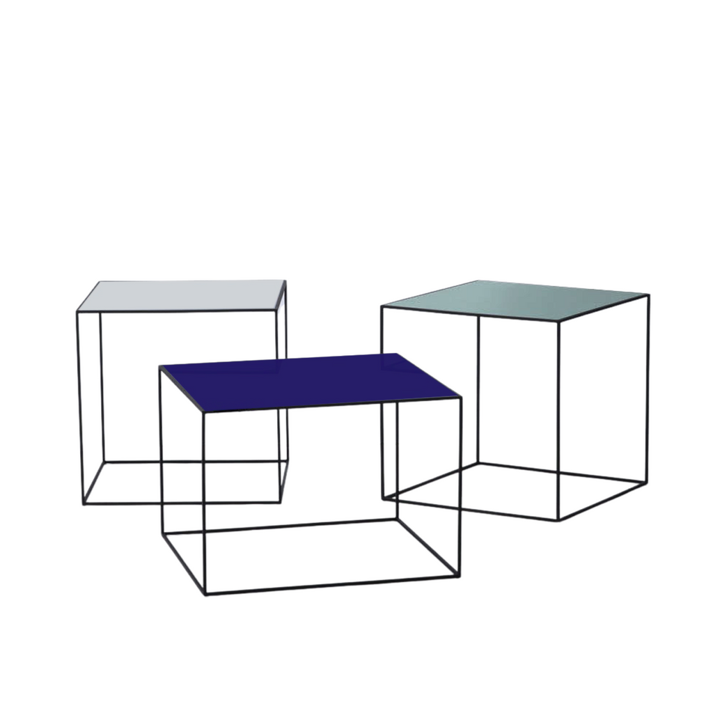 SET DE 3 TABLES BASSES MANISA – Bleu / Ciel / Gris