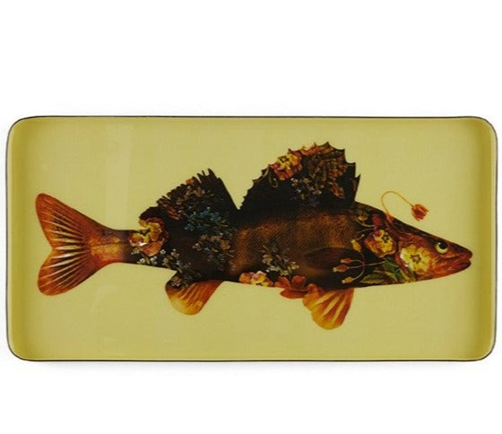 PLATEAU RECTANGULAIRE FLOWER FISH 40x20 CM GANGZAI
