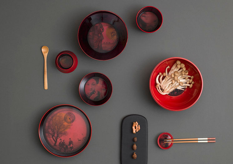 SERVICE DE TABLE EMPILABLE "MING CHINA RED" - Ibride