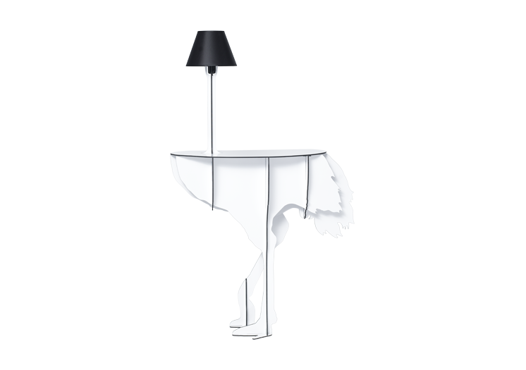 Console Autruche avec lampe "DIVA LUCIA" | Design Benoît Convers
